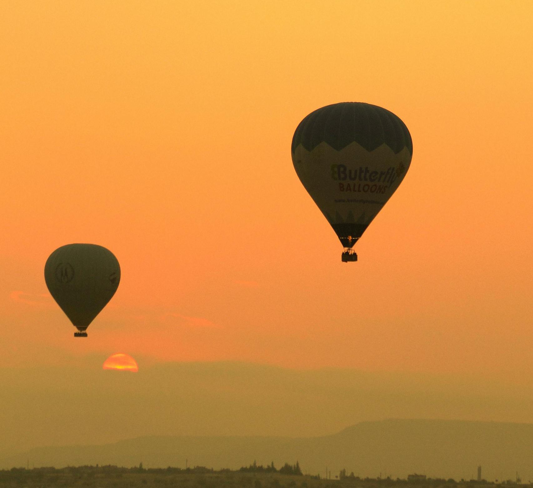 Hot Air Balloons in the Sky During Beautiful Sunset